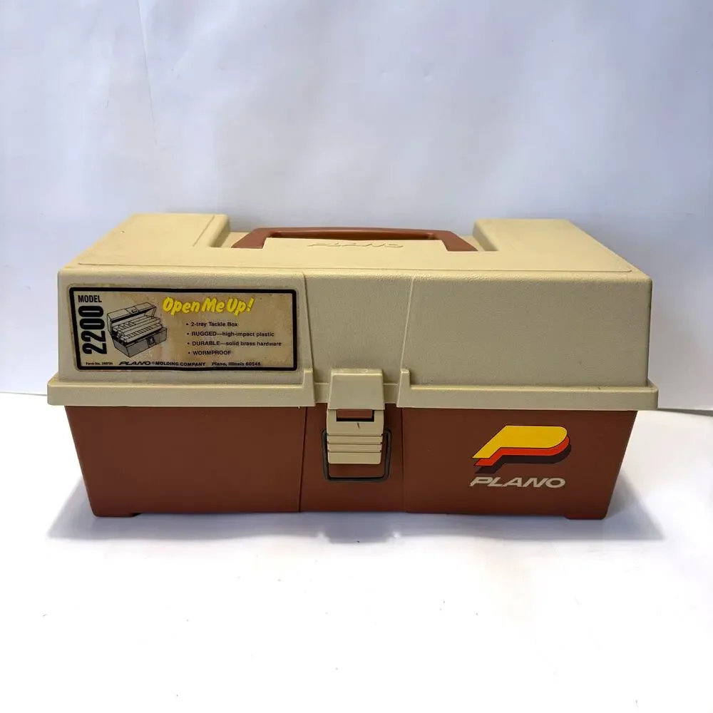 Vintage Plano 2200 2-Tray Tackle Box w/ Original 1992 Catalog & Papers